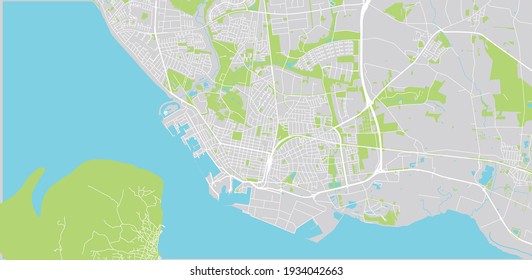 Urban vector city map of Esbjerg, Denmark