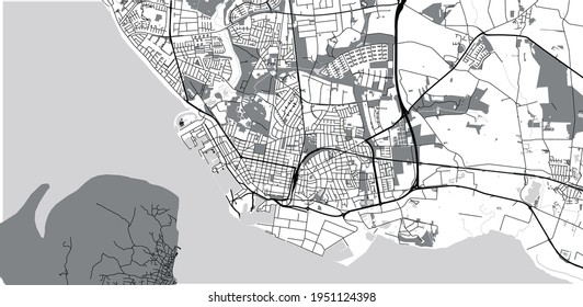 Urban vector city map of Esbjerg, Denmark