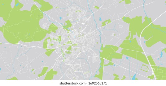 Urban vector city map of Evora, Portugal