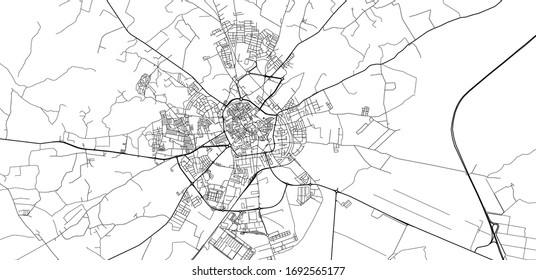 Urban vector city map of Evora, Portugal