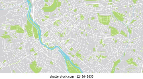 Urban Vektorcity map of Exeter, England