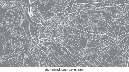 Urban vector city map of Exeter, England