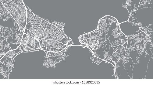 Urban vector city map of Florianopolis, Brazil