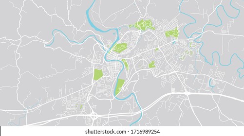 Urban vector city map of Frankfort, USA. Kentucky state capital