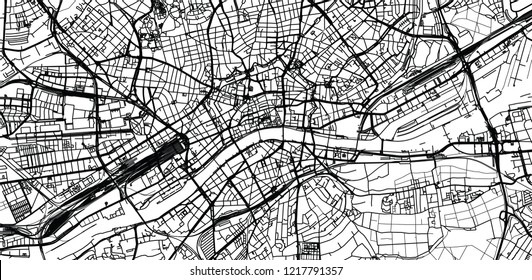 Urban vector city map of Frankfurt, Germany