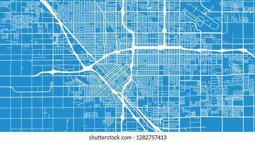 Urban vector city map of Fresno, California, United States of America