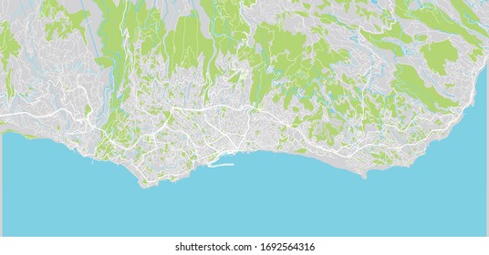 Urban vector city map of Funchal, Madeira, Portugal