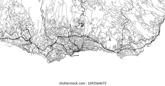 Urban vector city map of Funchal, Madeira, Portugal