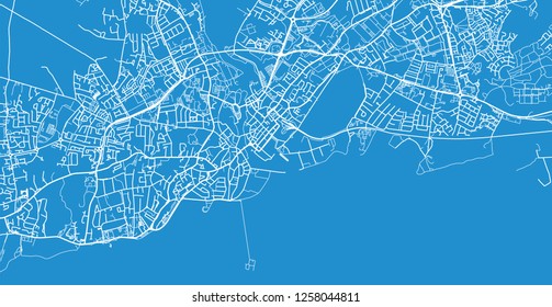 Urban vector city map of Galway, Ireland