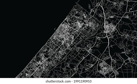 Urban vector city map of Gaza, Israel, middle east