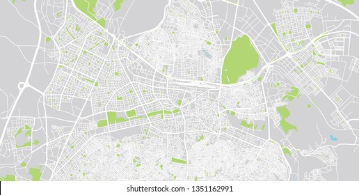 Urban vector city map of Gaziantep, Turkey