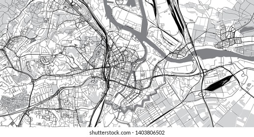 Urban vector city map of Gdansk, Poland