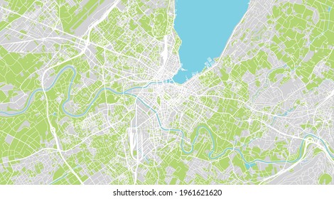 Urban vektorcity map of Geneve, Schweiz, Europa