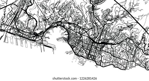 Urban vector city map of Genoa, Italy