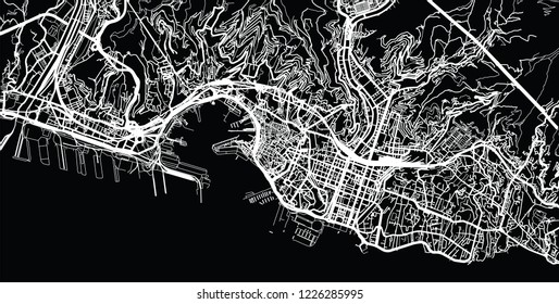 Urban vector city map of Genoa, Italy