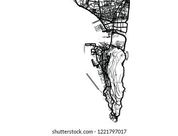 Urban vector city map of Gibraltar, Spain