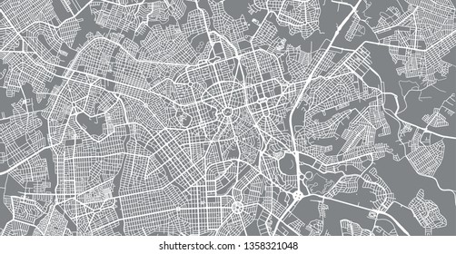 Urban vector city map of Gioania, Brazil