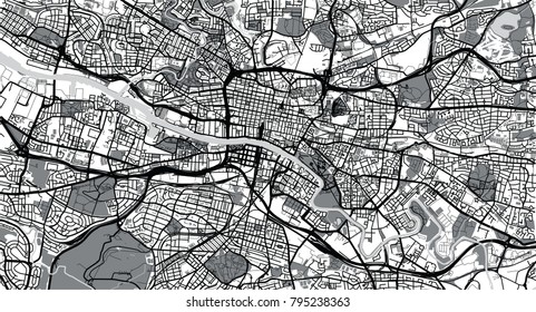 Urban vector city map of Glasgow, Scotland