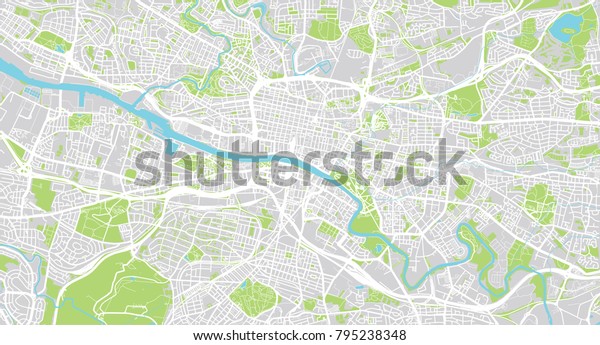 Urban Vector City Map Glasgow Scotland Stock Vector (Royalty Free ...