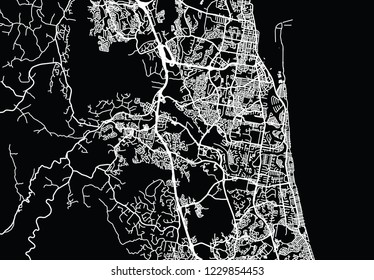 Urban vector city map of Gold Coast, Australia