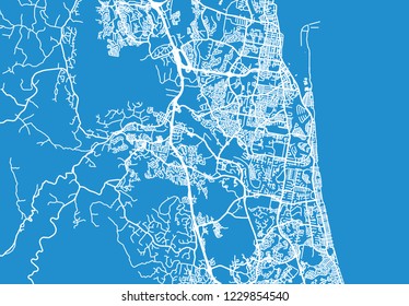 Urban vector city map of Gold Coast, Australia