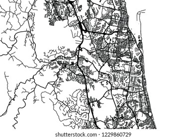 Urban vector city map of Gold Coast, Australia