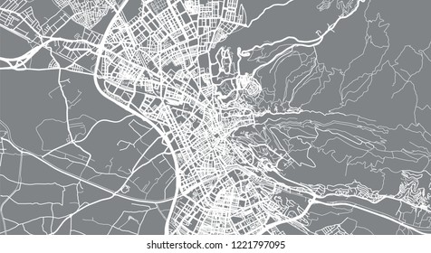 Urban vector city map of Granada, Spain