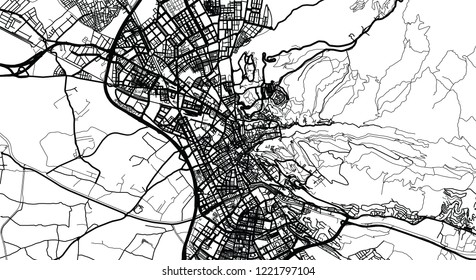 Urban vector city map of Granada, Spain