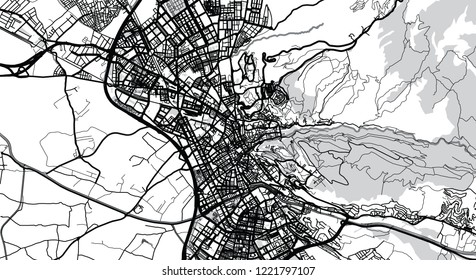 Urban vector city map of Granada, Spain