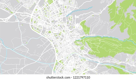 Urban vector city map of Granada, Spain