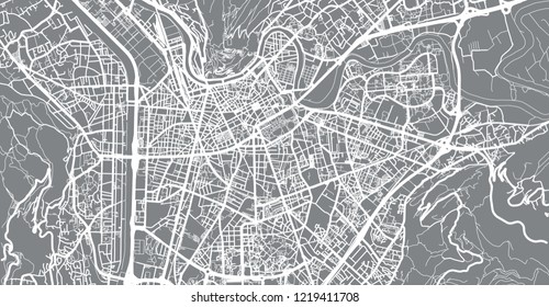Urban vector city map of Grenoble, France
