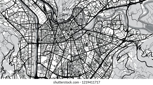 Urban vector city map of Grenoble, France