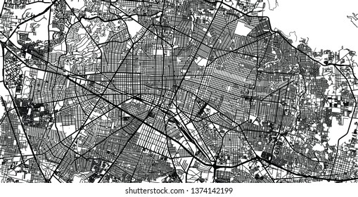 Urban vector city map of Guadalajara, Mexico