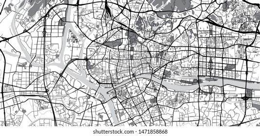 Urban vector city map of Guangzhou, China