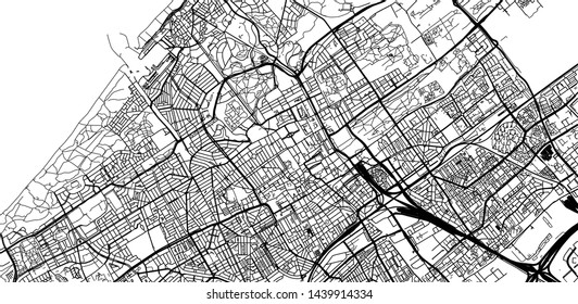 Urban vector city map of The Hague, The Netherlands