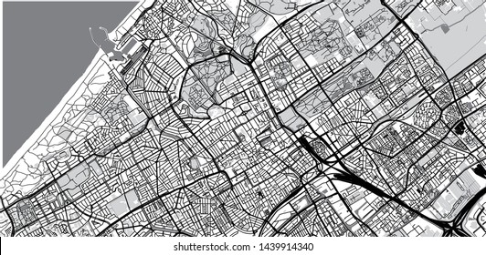 Urban vector city map of The Hague, The Netherlands