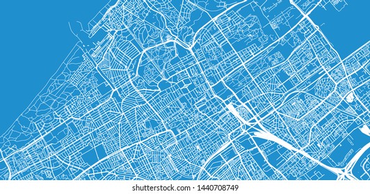 Urban vector city map of The Hague, The Netherlands