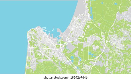 Urban vector city map of Haifa, Israel, middle east