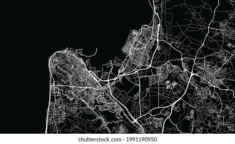 Urban vector city map of Haifa, Israel, middle east