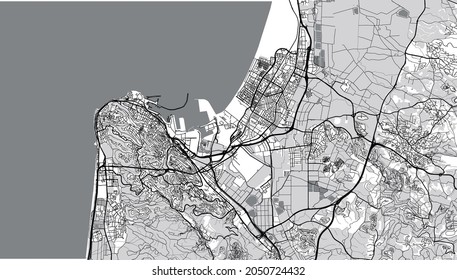 Urban vector city map of Haifa, Israel, middle east