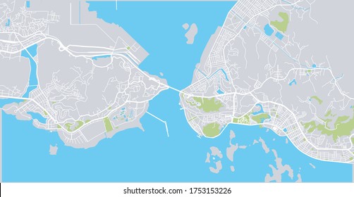 Urban vector city map of Halong, Vietnam
