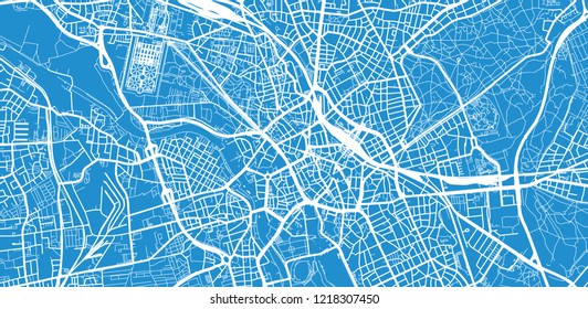 Urban vector city map of Hanover, Germany