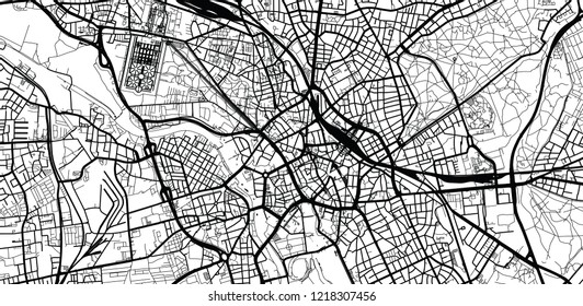 Urban vector city map of Hanover, Germany