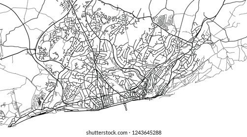 Urban vector city map of Hastings, England