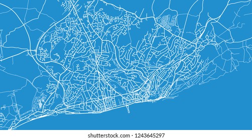 Urban vector city map of Hastings, England