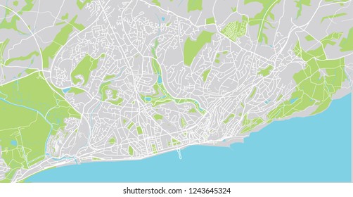 Urban vector city map of Hastings, England