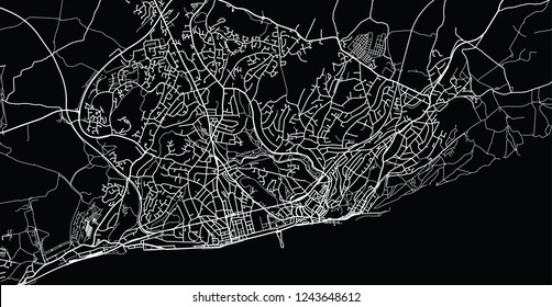 Urban vector city map of Hastings, England