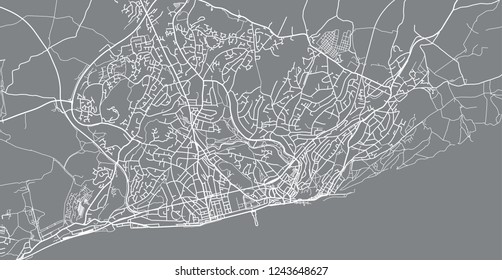 Urban vector city map of Hastings, England