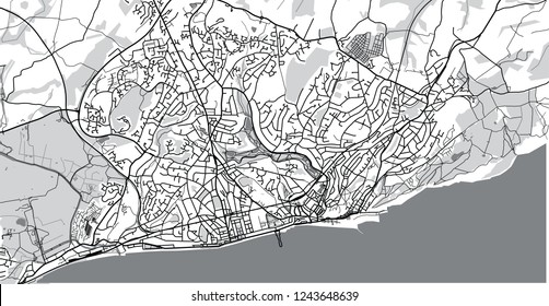 Urban vector city map of Hastings, England