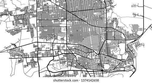 Urban vector city map of Hermosilla, Mexico